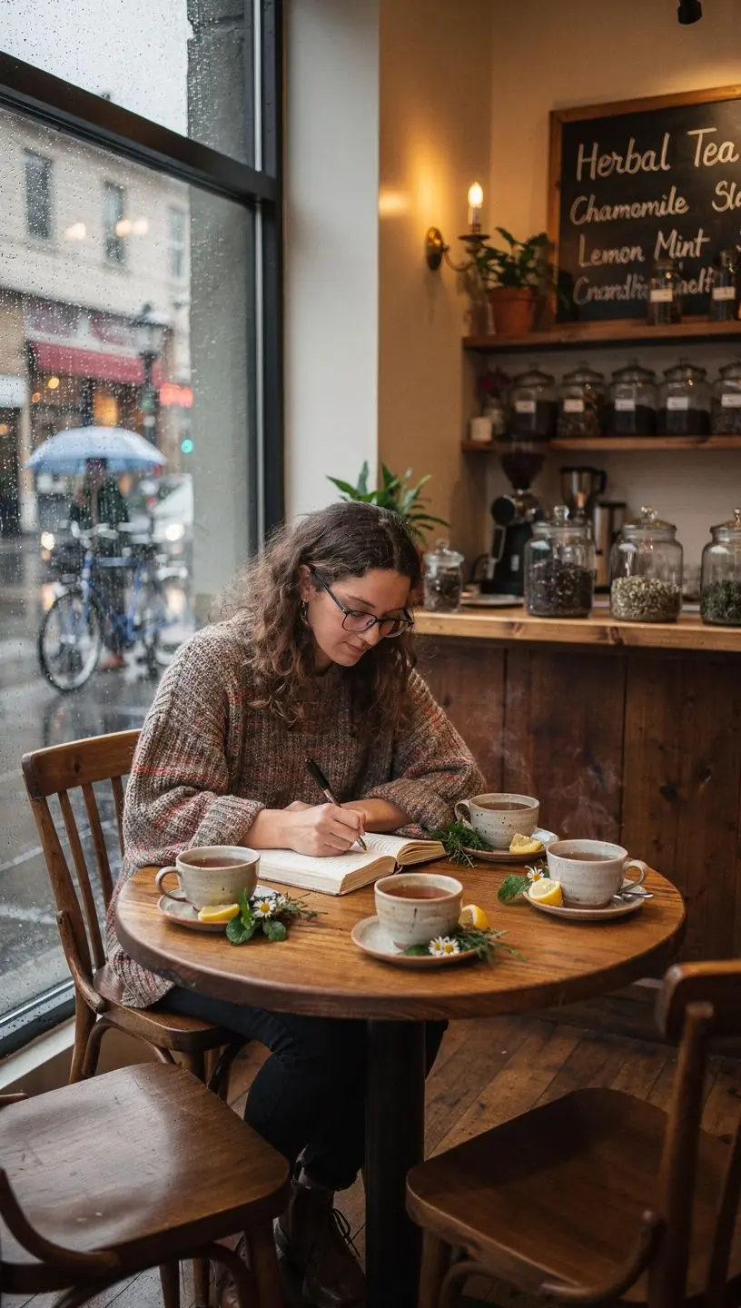 Pohodlné sedenie pri okne s výhľadom na prírodu a šálkou čaju